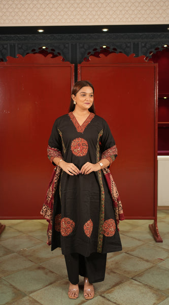 Black Medallion Kurti Set