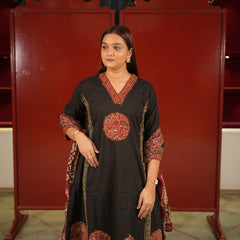 Black Medallion Kurti Set