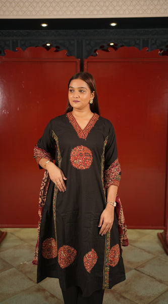 Black Medallion Kurti Set