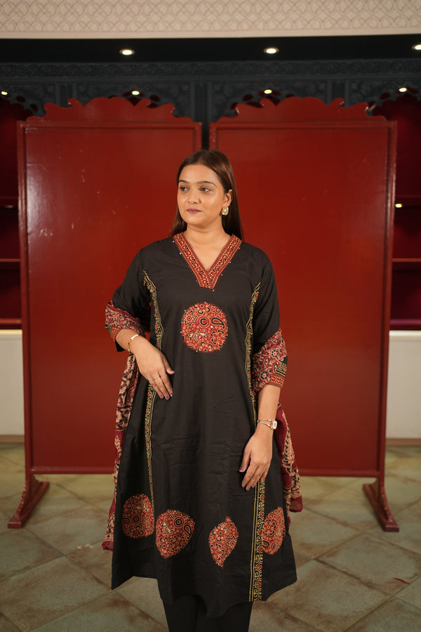 Black Medallion Kurti Set