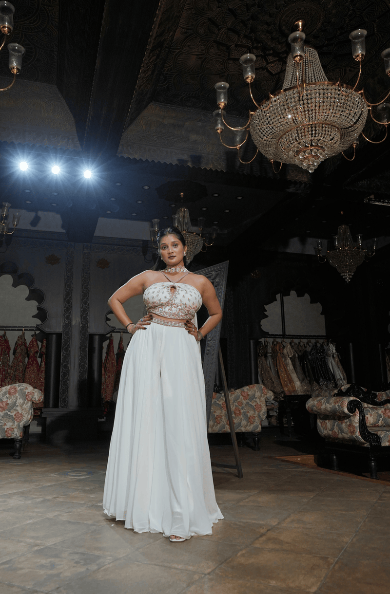 Ivory Palazzo Lehenga Set
