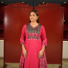 Fuchsia Printed Kurti Set