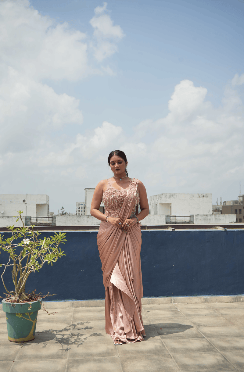 Blush Pearl Drape Saree