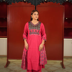 Fuchsia Printed Kurti Set