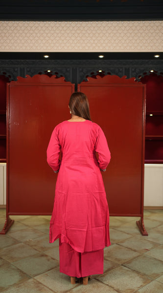 Fuchsia Printed Kurti Set
