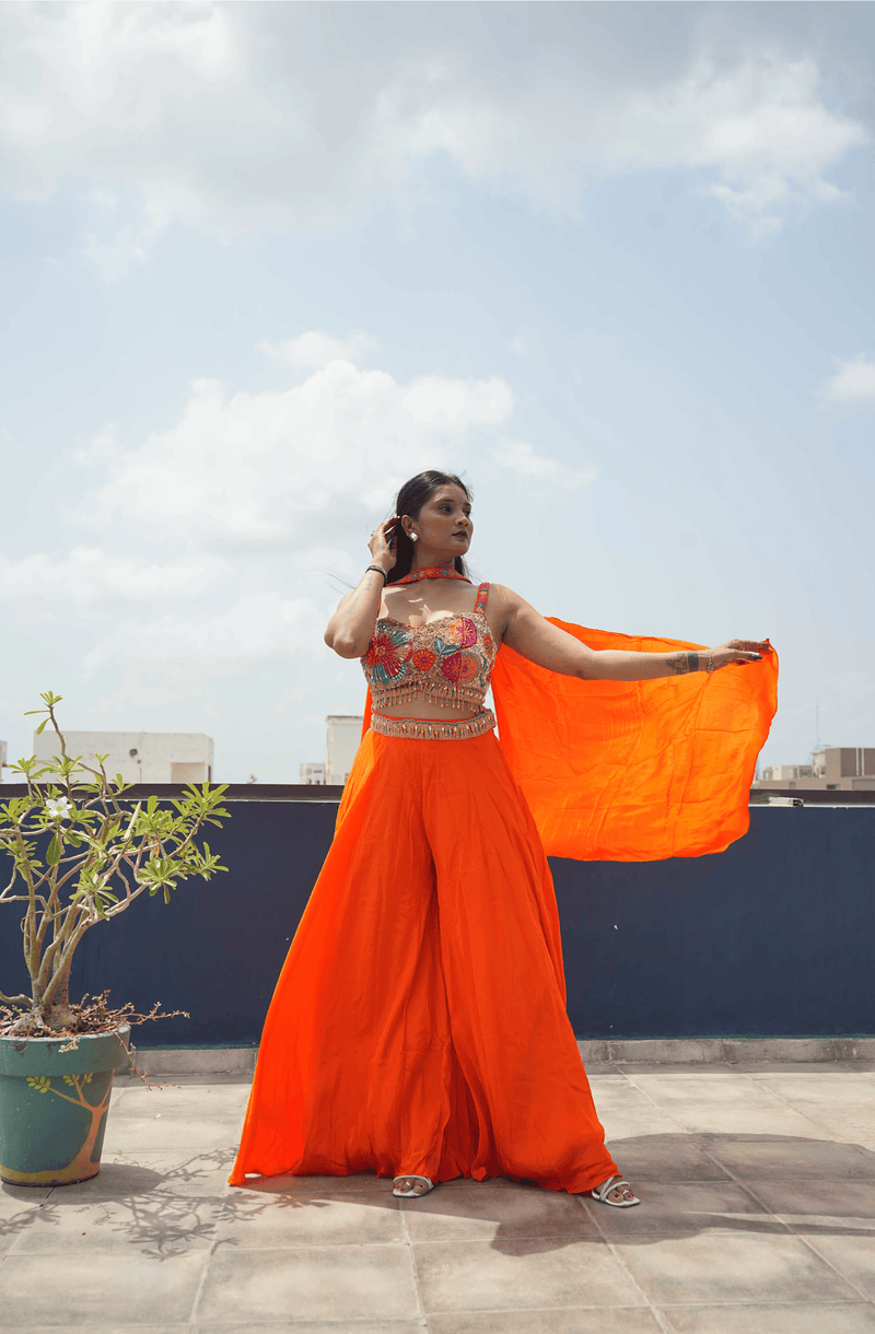 Orange Sunflare Palazzo Set