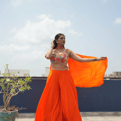 Orange Sunflare Palazzo Set