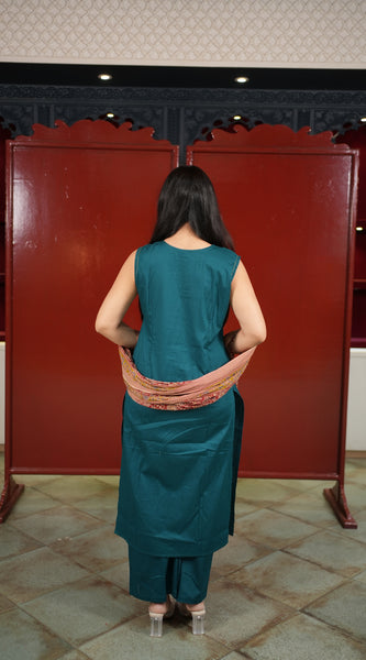 Teal Printed Kurti Set