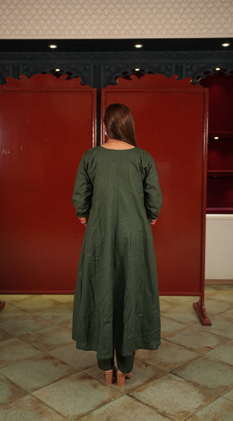 Forest Green Geometric Kurti Set