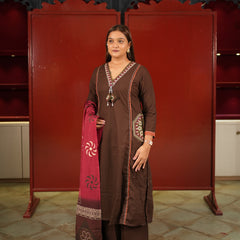 Coffee Colour-Block Kurti Set