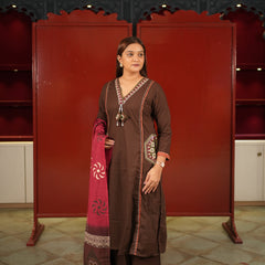 Coffee Colour-Block Kurti Set