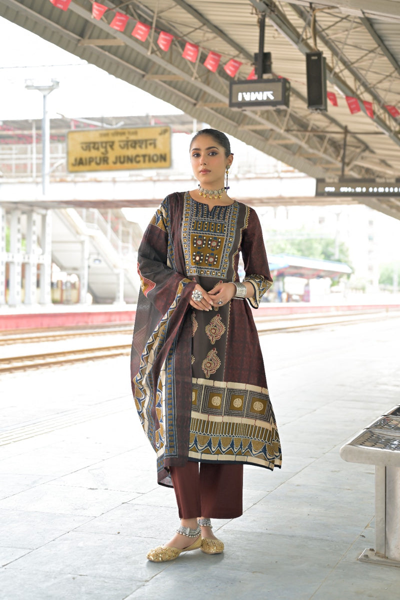 Chocolate Brown Kurti Set