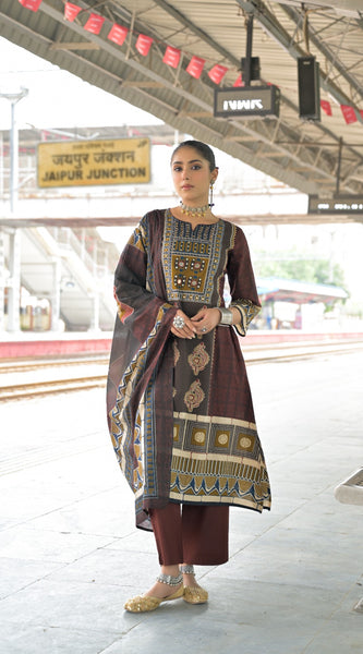 Chocolate Brown Kurti Set
