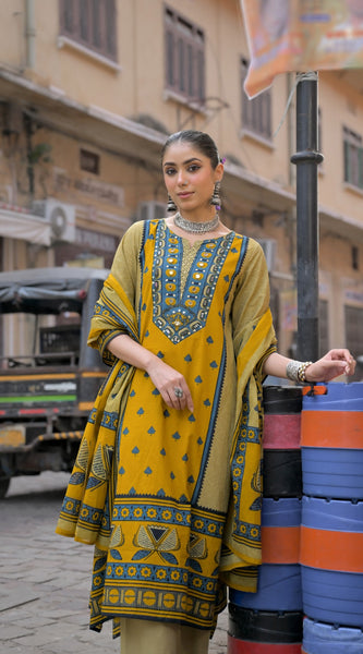 Mustard Yellow Kurti Set
