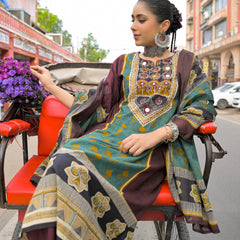 Brown & Teal Kurti Set