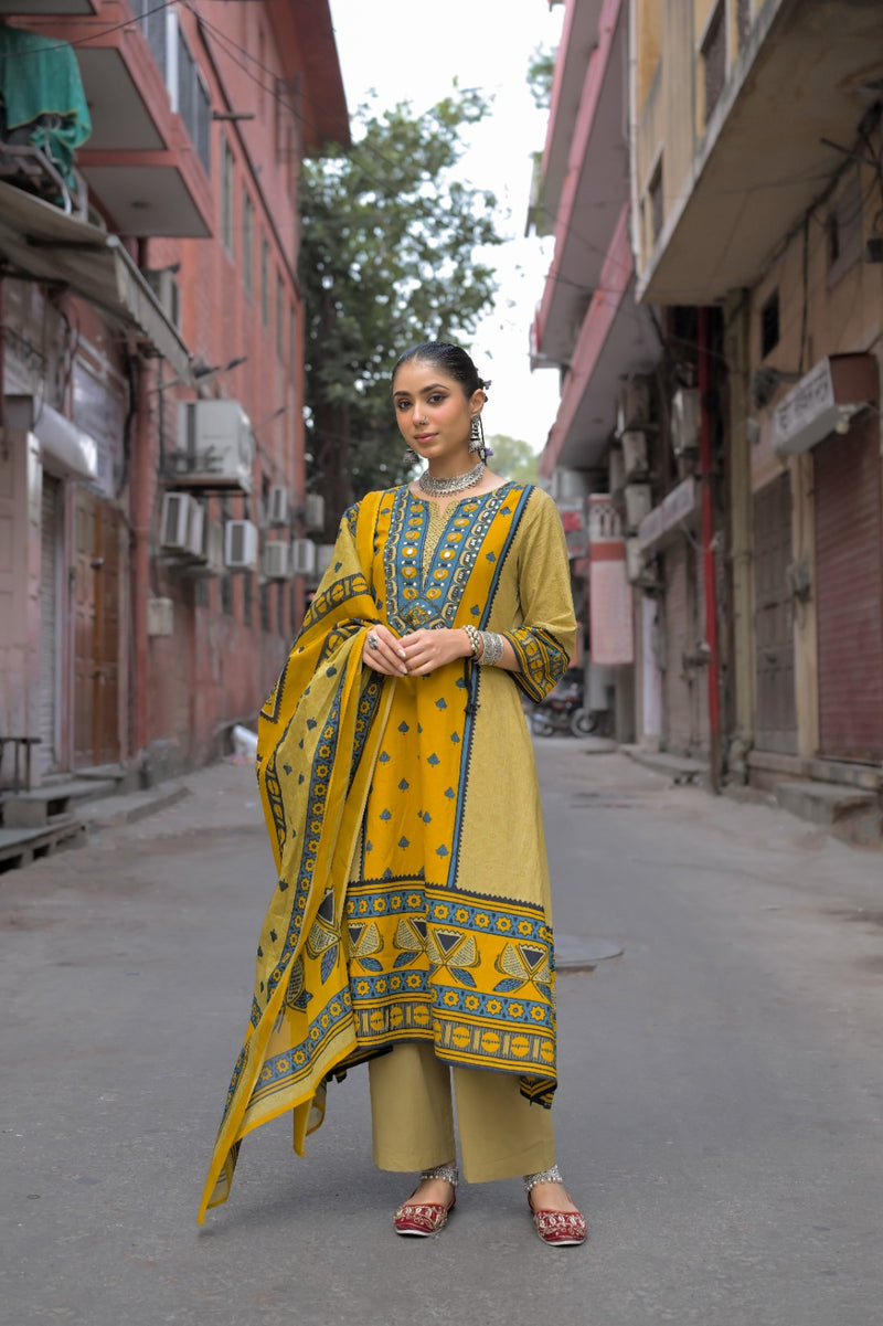 Mustard Yellow Kurti Set