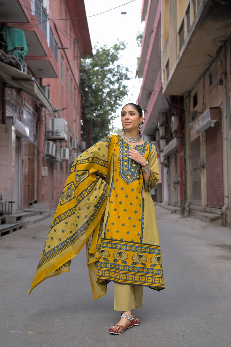 Mustard Yellow Kurti Set