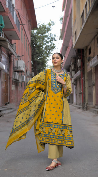 Mustard Yellow Kurti Set