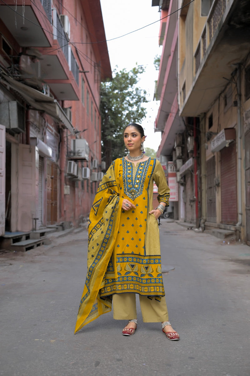 Mustard Yellow Kurti Set