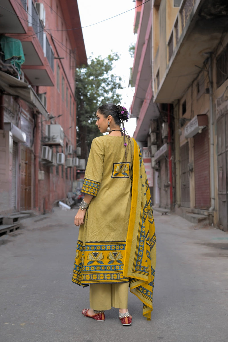 Mustard Yellow Kurti Set