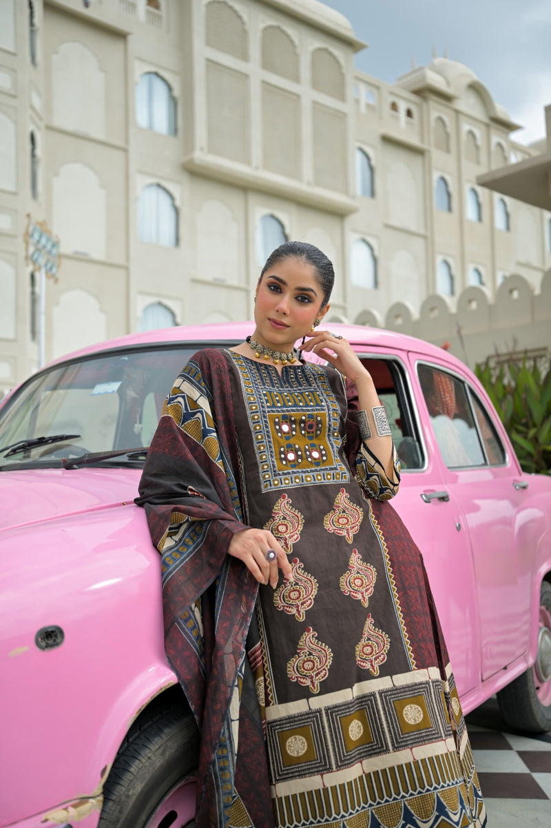Chocolate Brown Kurti Set