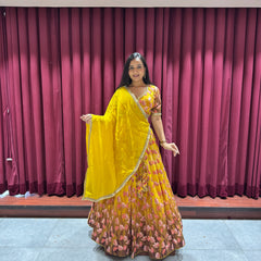 Yellow Floral Lehenga Set