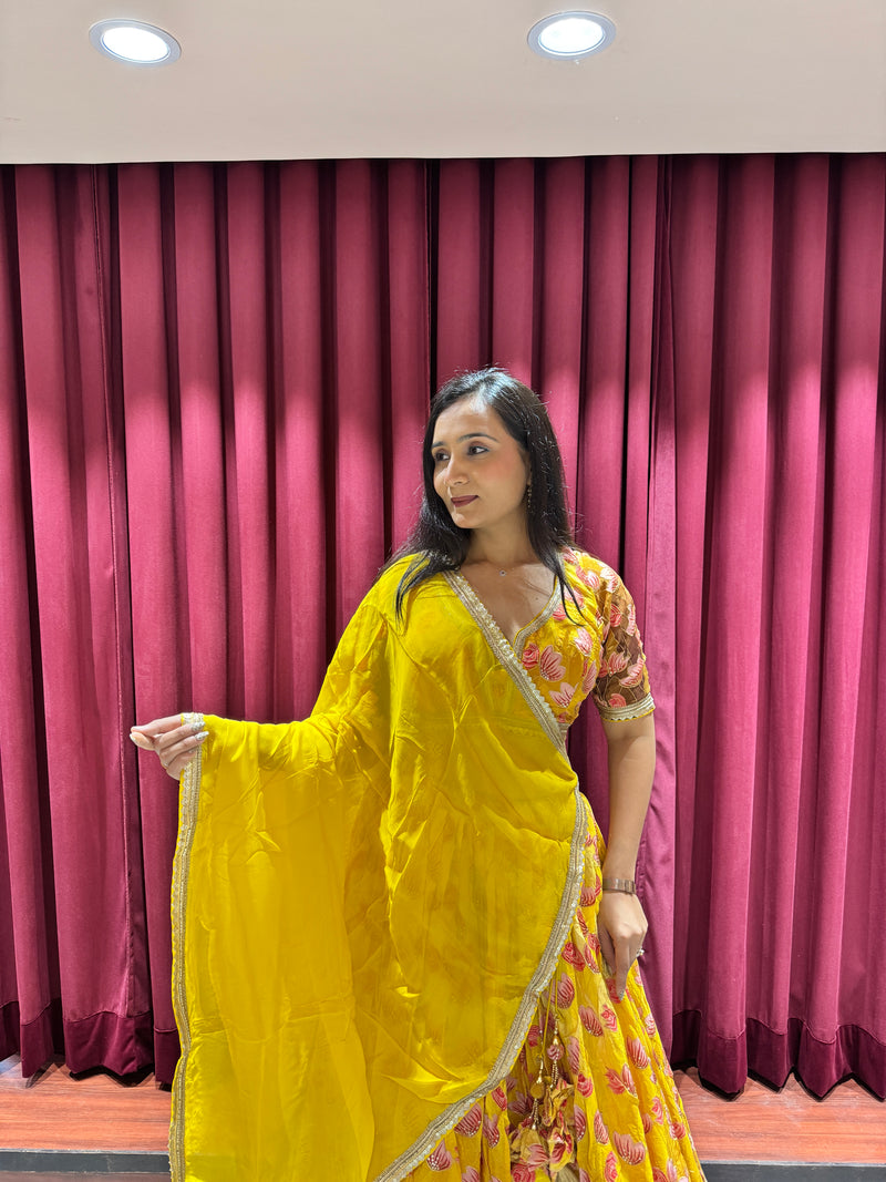 Yellow Floral Lehenga Set