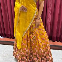Yellow Floral Lehenga Set