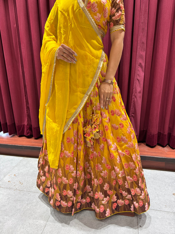 Yellow Floral Lehenga Set