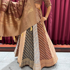 Beige Printed Lehenga Choli with Dupatta