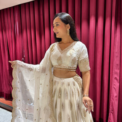 Ivory Gold Hand-Embroidered Lehenga Set
