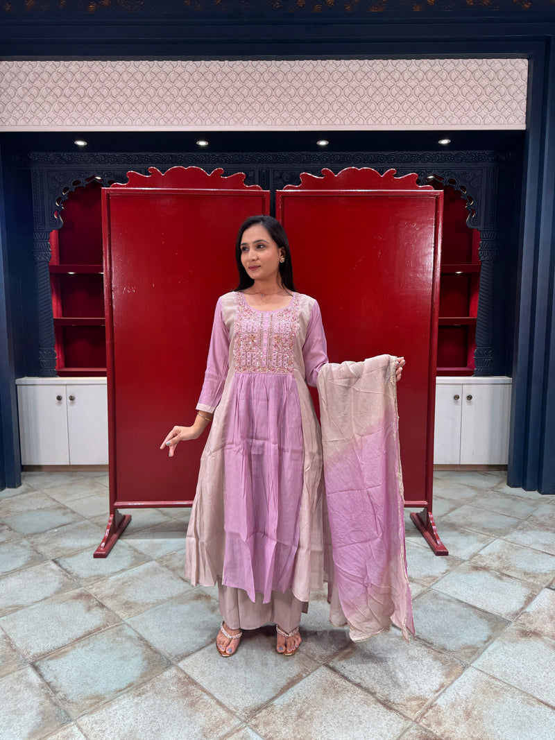 Lilac & Beige Kurta Set