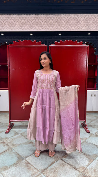 Lilac & Beige Kurta Set