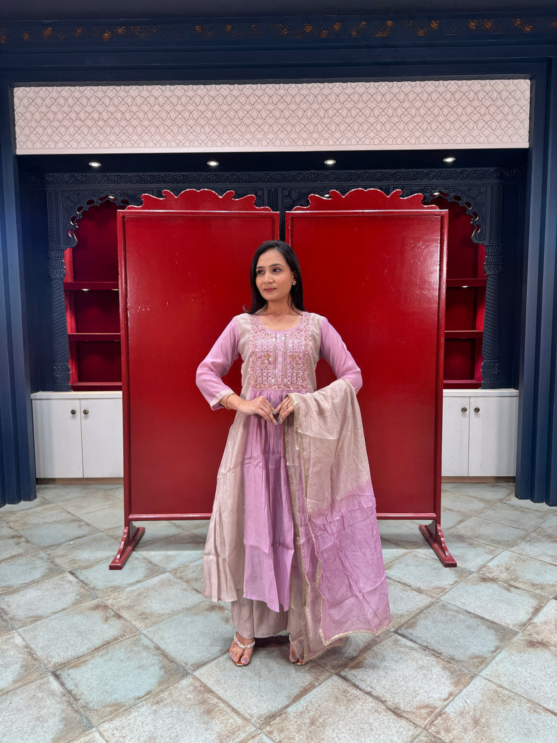Lilac & Beige Kurta Set