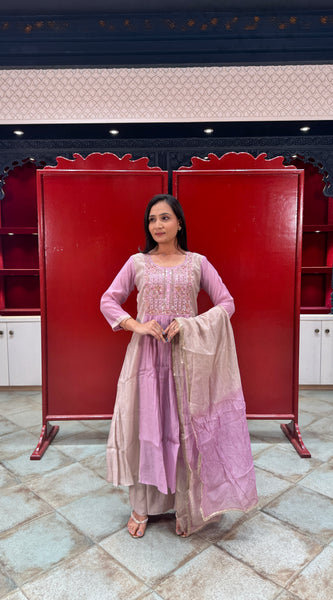 Lilac & Beige Kurta Set