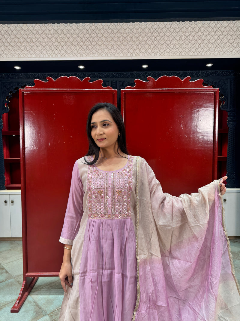 Lilac & Beige Kurta Set