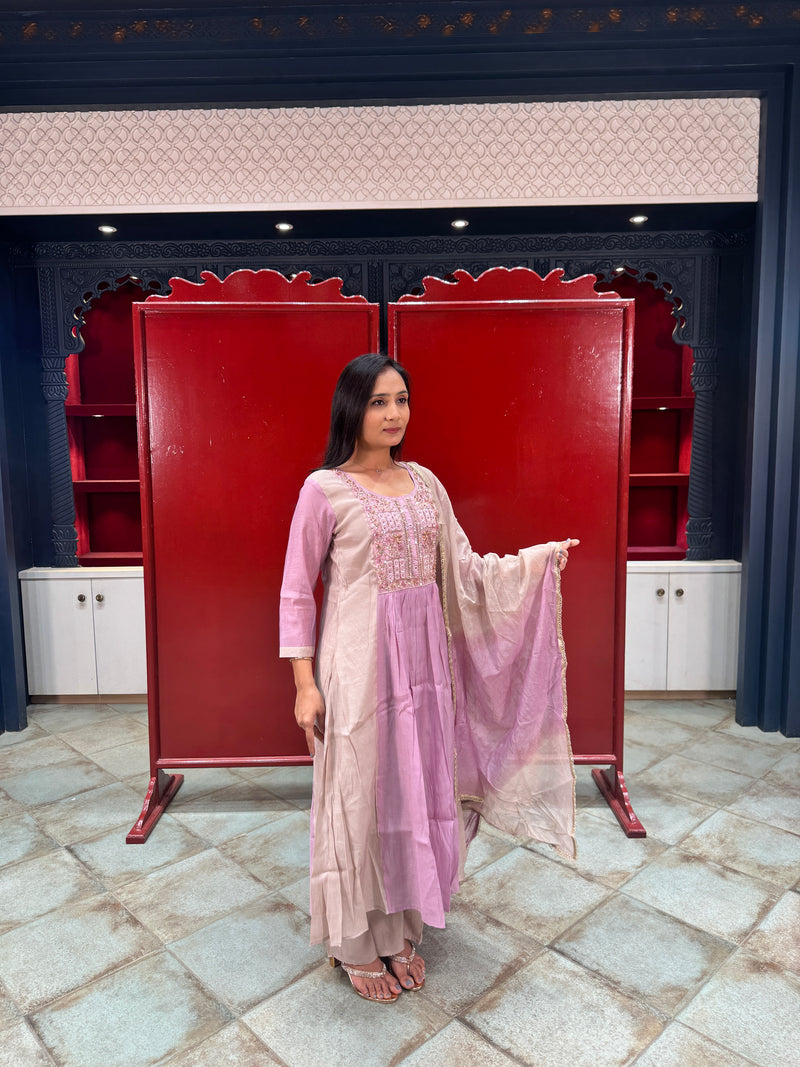 Lilac & Beige Kurta Set
