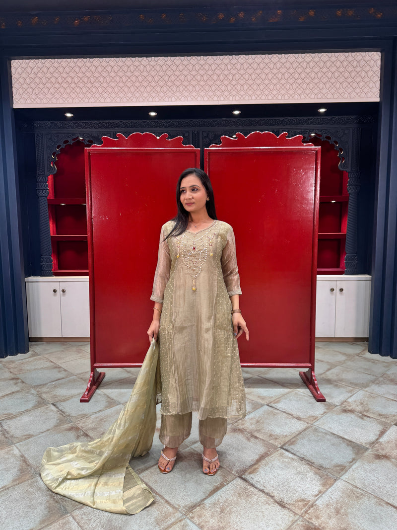 Beige Gold Kurta Set