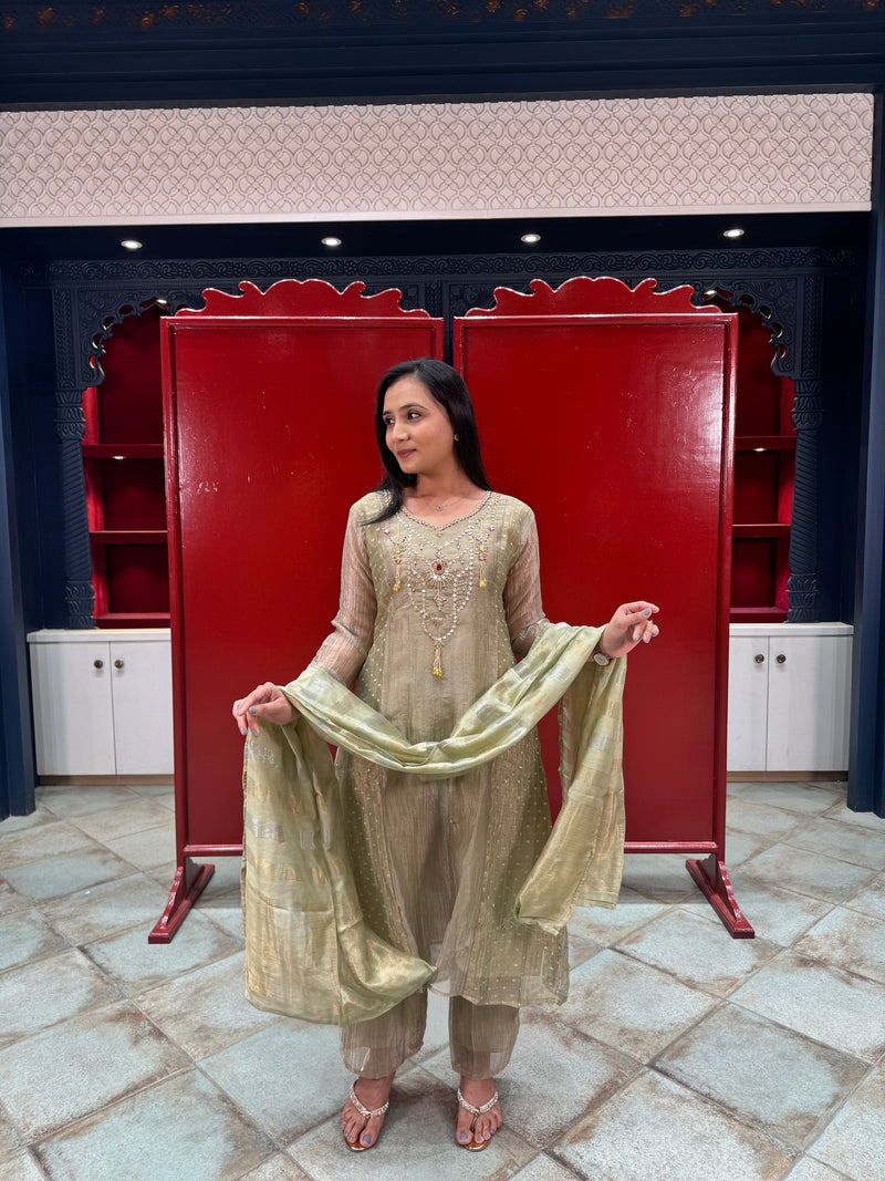 Beige Gold Kurta Set