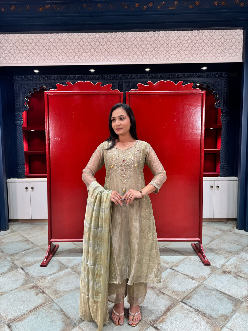 Beige Gold Kurta Set