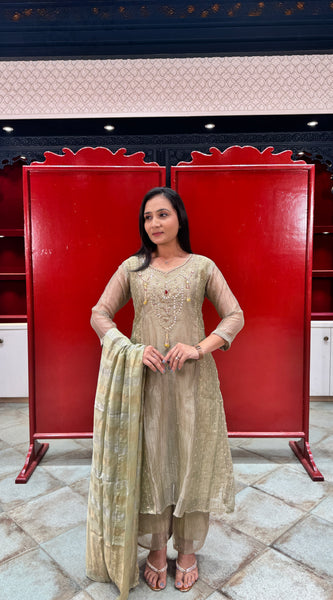 Beige Gold Kurta Set