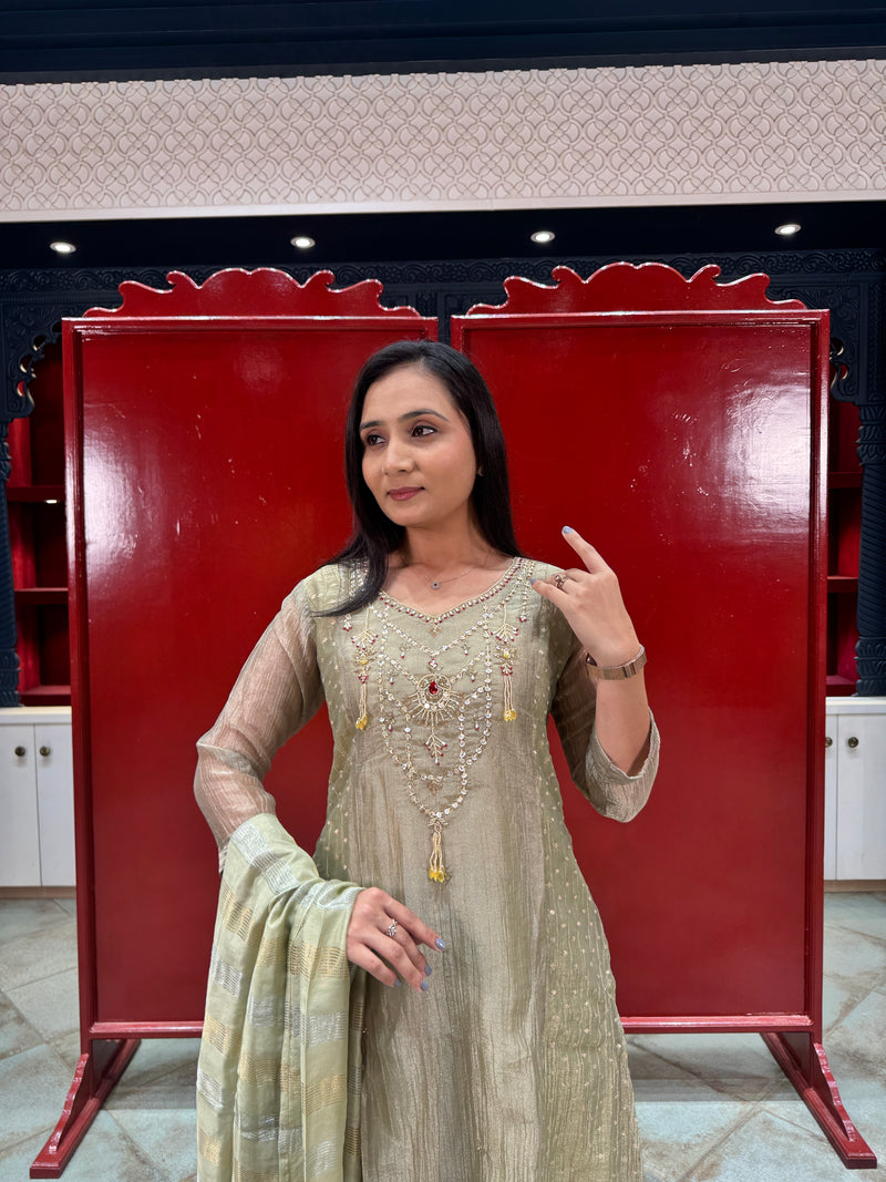 Beige Gold Kurta Set