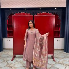 Muted Pink Tissue Kurta Set