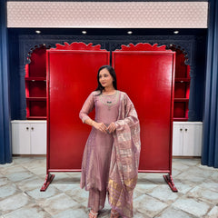 Muted Pink Tissue Kurta Set