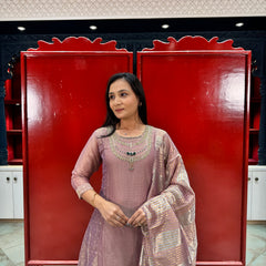 Muted Pink Tissue Kurta Set