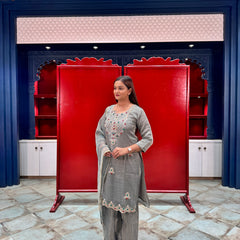 Grey Tissue Kurta Set