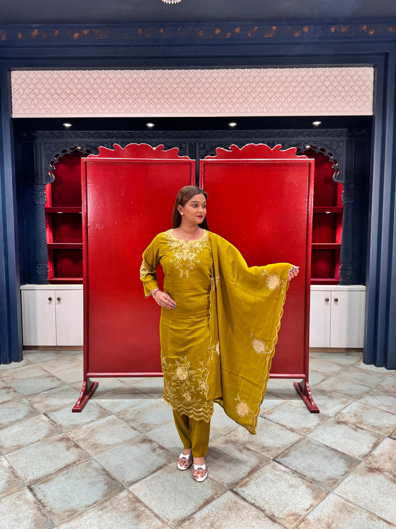 Olive Yellow Kurta Set