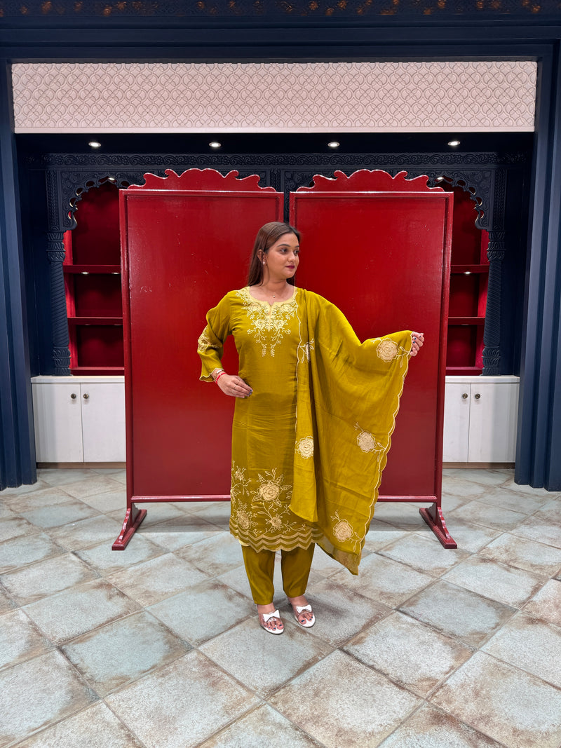 Olive Yellow Kurta Set