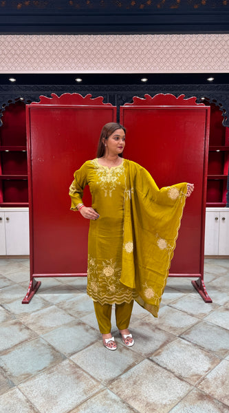 Olive Yellow Kurta Set