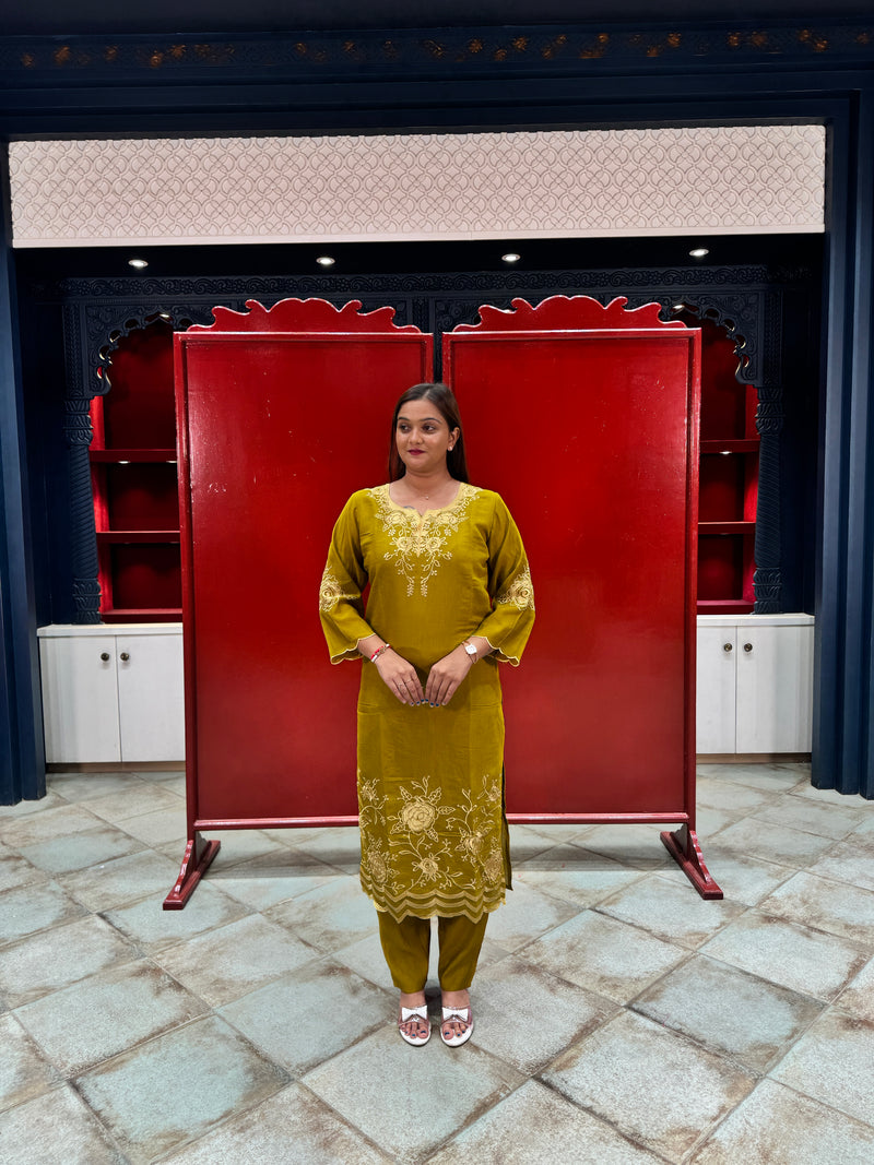 Olive Yellow Kurta Set